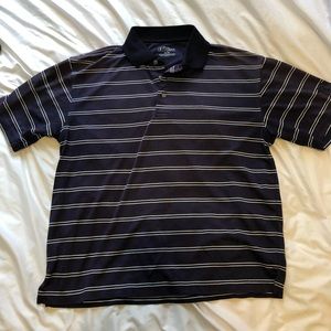PGA Tour brand Navy Blue White Stripe Golf Polo